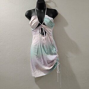 ZARA-M- PRINTED LINEN BLEND COLORS- DRESS TRIMS ADJUSTABLE